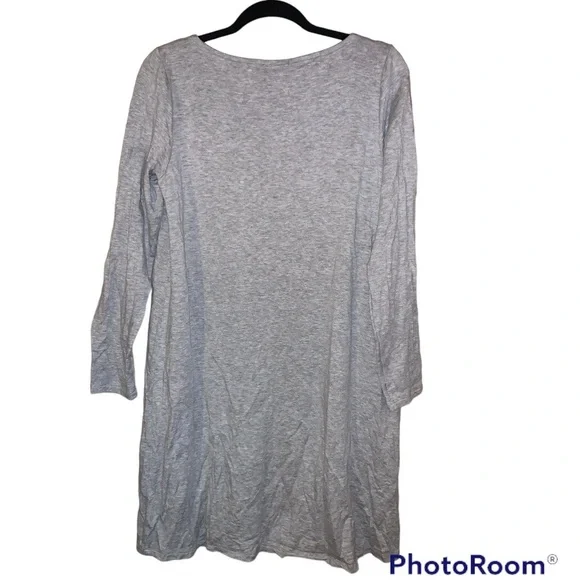 Eileen fisher large sleep shirt dress gray pockets tencel spandex pajamas - Picture 6 of 6